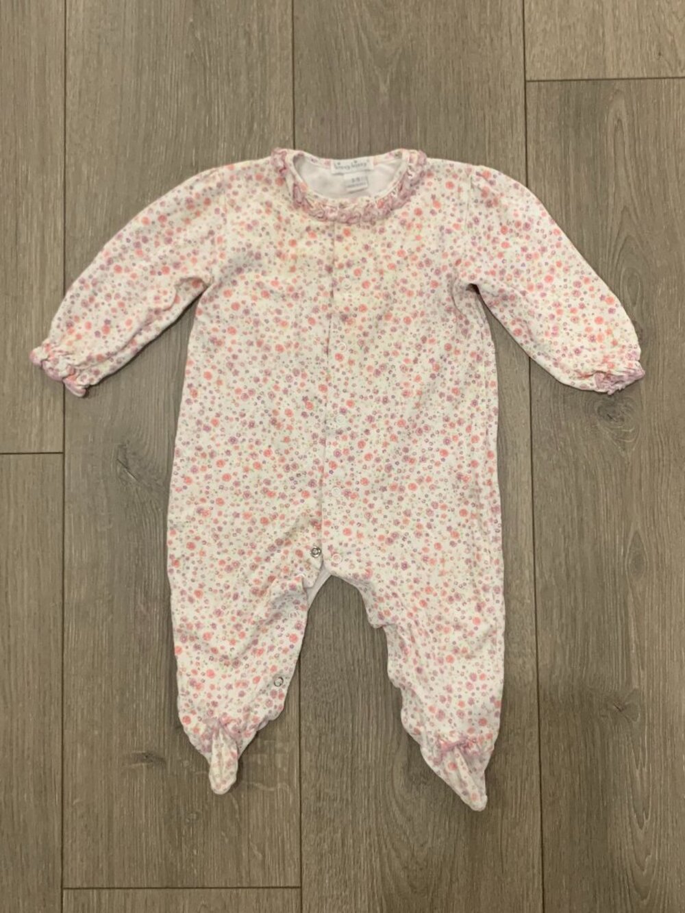EUC Kissy Kissy Pink & Purple Footed Romper Playsuit Sleeper Size 6-9 Months